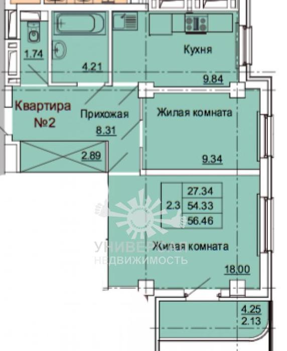 Продается квартира, 2-к, 8/18 эт., 2 646 328 руб., Штахановского, Чкаловский