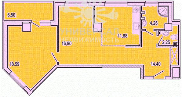 Продажа двухкомнатной квартиры, 2/24 эт., 4 498 800 руб., Малюгиной, Центр